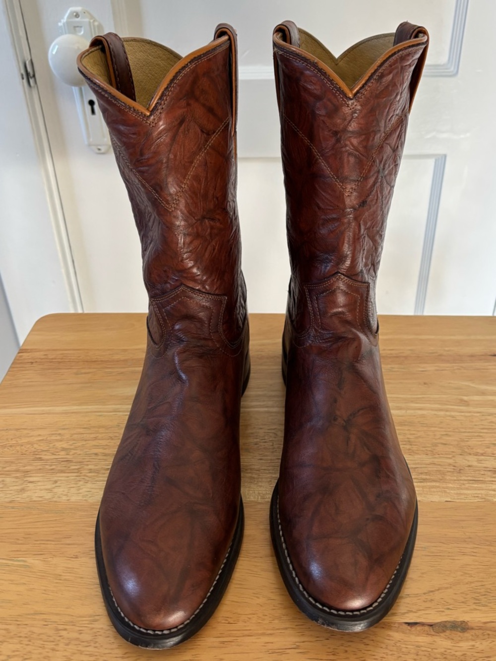 Justin Boots Men's Distressed Brown Leather Western Boots 9.5
